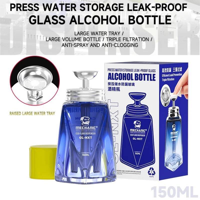 Workshop Tools Kit - Glass Alcohol Bottle Press-Type Leak-Proof Triple