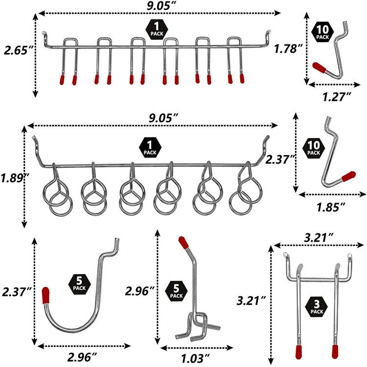 114 Pcs Pegboard Hooks Set Met - Workshop Tools Organizing recension och pris