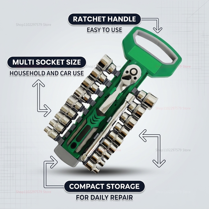 1/4 3/8 Inch Ratchet Socket Se - Car Workshop Tools Kit recension och pris