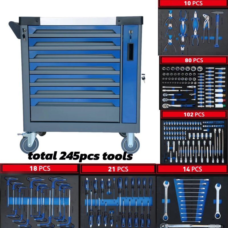 7-Drawer Lockable Rolling Stee - Workshop Tools Cabinet recension och pris