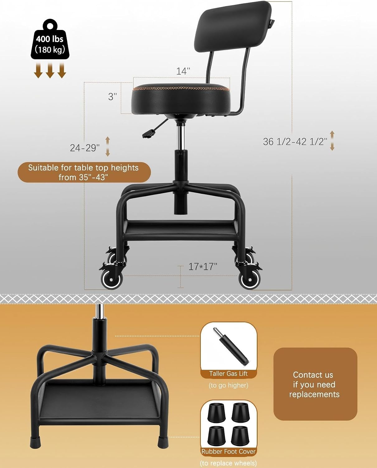 Rolling Garage Shop Stool With - Tools Mechanical Workshop recension och pris